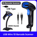 High-Speed 1D Barcode Scanner with Wired Stand & USB Connection – Plug & Play Barcode Reader for POS System & Retail Stores. 