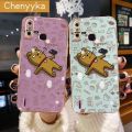 chenyyka For Infinix Smart 4 Smart 4C X653 Case Cartoon Cute Spoof Bear Plating Side Edge Square Phone Cases Pattern Casing Full Lens Back Cover Camera Protect Shockproof Softcase. 