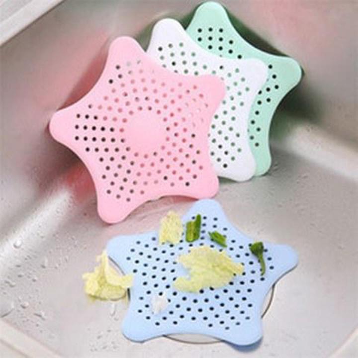 PACK OF 3 Kitchen Silicone Star Shaped Sink Filter Drain Hair Sewer Colander Strainer Bathroom Random Multicolor