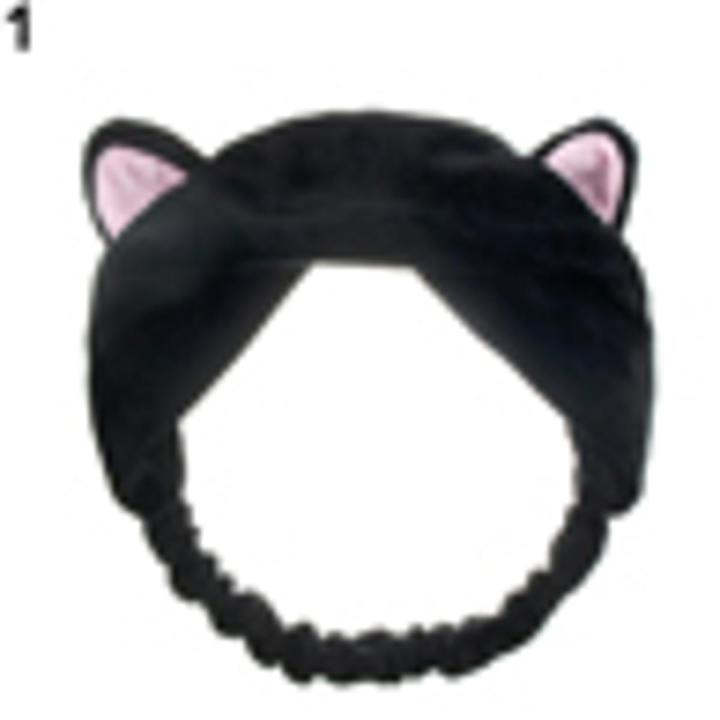 Women Korean Style Cute Cat Ears Elastic Face Wash Headdress Headband Hair Band