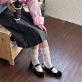 ECHIDNA Women Knitted Stockings Japanese Style Warm Winter Calf Socks for Women Anti-slip Elastic School Girl Stockings less Than Women Long Socks. 