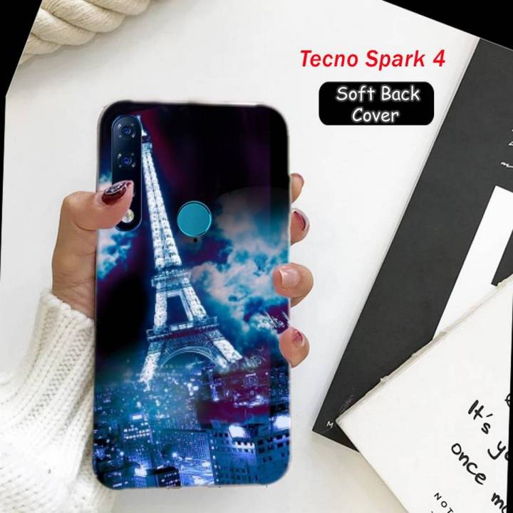 Tecno Spark 4 Pouch Cover - Eiffal Tower Soft Case Cover for Tecno Spark 4