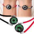 2Pcs New Fashion Sun Moon Lovers Time Gemstone Weaving Bracelet Night Light Couple Bracelets Moon Sun Hand Ropes. 