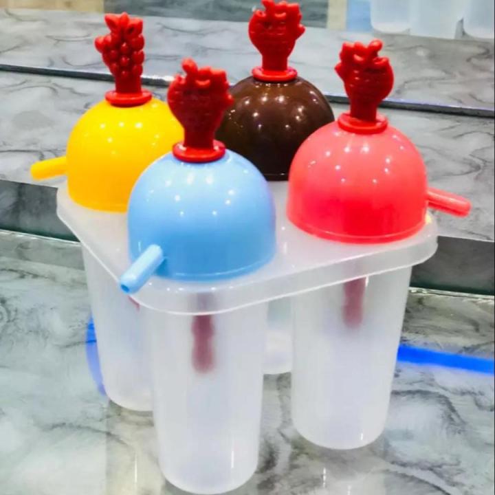 Ice Cream-Molds Ice Cream Maker Kulfi Maker Pack of 4 Reusable Plastic Household-Grid آئسکریم سانچہ