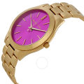 Michael Kors Purple Dial Rose Gold Stainless Steel Watch For Women MK-3436. 