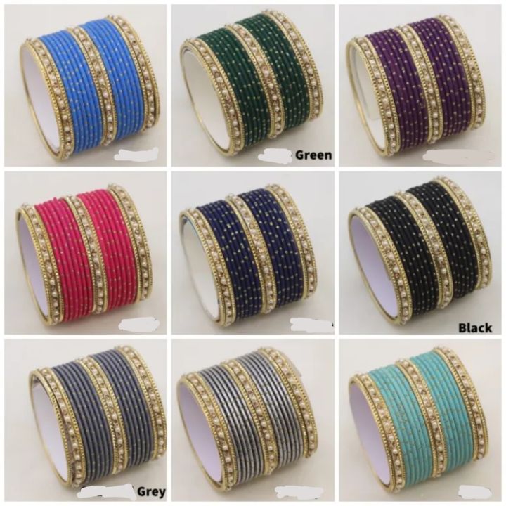 Jewellery%20for%20girls%20,%20Bangles%20for%20girls%20,%20Matt%20dotted%20bangles%20set%20with%20Pearls%20bangles%20-%20Image%205
