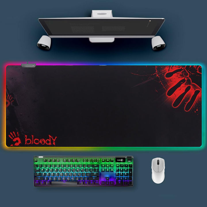 RGB Gaming Mouse pad - Bloody Print RGB XL Gaming Mousepad With 15 Lighting Modes - 800mm x 300mm x 4mm