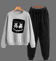 Marshmello Printed Fleece Full Sleeves Pull Over Sweatshirt & Trouser Tracksuit For Men & Boys. 