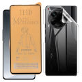 Tecno Camon 30 Matte Glass Fiber Glass Protector + Back Clear Jelly Protector Soft Film Protection Hydrogel Film Back Protector For Tecno Camon 30. 