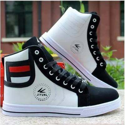 【ALLGOOD】Men's Oxford Shoes Casual High Top Shoes Leather Shoes Canvas Sneakers New Ankle Boots
