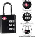 TSA Accepted 3-Digit Combination Lock for Suitcase & Baggage (Black). 