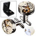 2Pcs Fashion Women Men Mechanical Watch Movement Cufflinks Shirt Sleeve Buttons Aircraft Modeling Cufflinks Parts. 
