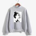 Girl Sketch Printed Fleece Ribbed Neck Fullsleeves Pullover Sweatshirt. 