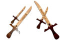 Pack of 2 Ertugrul Ghazi Sword-Toy For Kids ( 20 INCHES/12 INCHES  ) - Collection Toys, Action Toys - Ertugrul Sword-Toy For Kids - Ertugrul Talwar, Ertugrul Knife, Ertugrul Fighting Knife- Large Size Ertugul Knife For Kids,1 LARGE and 1 SMALL. Wood Made. 