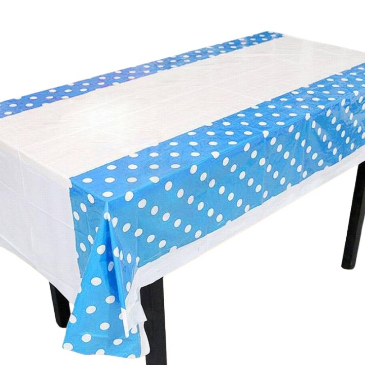 BLUE POLKA DOT THEME TABLE COVER - BLUE POLKA DOT TABLE COVER