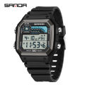 Sanda Trendy Small Square Multi functional Fashion Watch Waterproof Men's Watch Gift SD6196-1. 