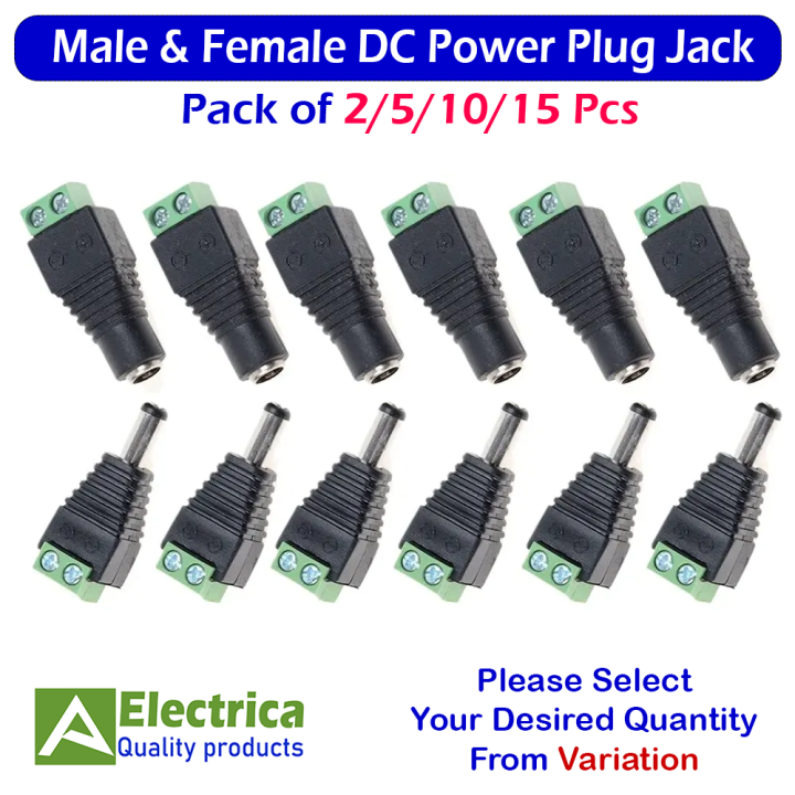 2/5/10/15 Pair Male and Female DC Power plug 2.1mm x 5.5mm 12V 24V Jack Adapter Connector DC Power Plug Jack Adapter Wire Connector for CCTV or LED strip Light etc. by Electrica