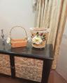 Skin-Lawndry Box Stand Dustbin Small Basket Handle Flowers Lace Pearls Valvet -Basket Set-Girls-Aa3. 