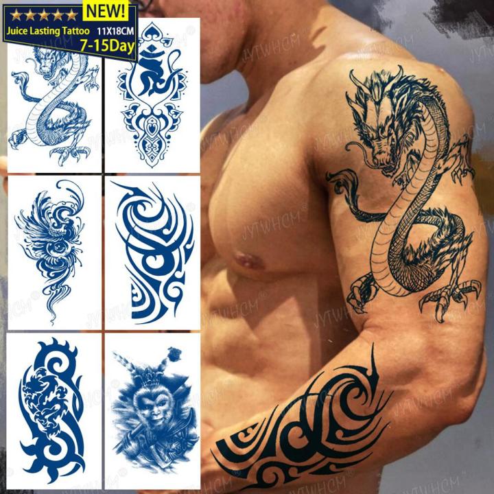 Tatoos Temporales For Men Shoulder Tattoos Dragon Black Large Tattoo And Body Art Sticker Boys Tattoo Tribal Designs Mens Decals