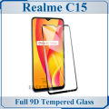 Realme C15 Full Black 9D|5D|6D|10D|11D|21D Tempered Glass Screen Protector Edge to Edge Full Glue Premium Quality Film For Realme C15. 
