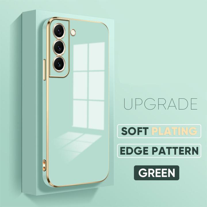 TA for Samsung Galaxy S22 5G Back Cover + Free Lanyard Colour Luxury 6D Plating Case Side Pattern Soft Silicone Square Phone Cases