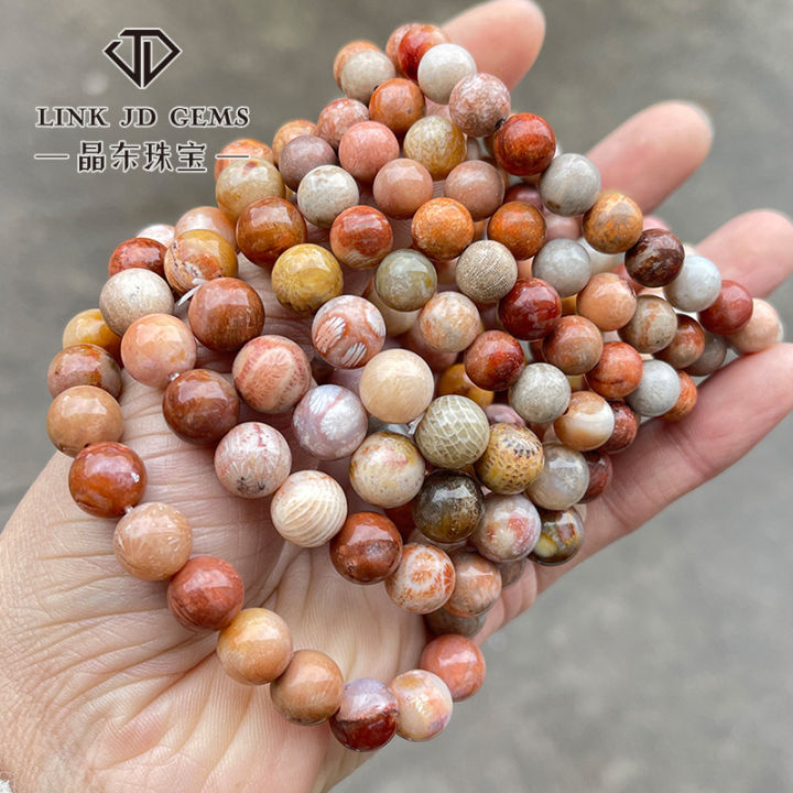 Jingdong Jewelry Color Coral Jade Bracelet Stone Ethnic Style Women's Versatile Single Circle Bead Bracelet Wholesale