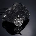 Antique Steel Vikings Runes Compass Necklaces Mens Norse Icelandic Symbol Pendant Amulet Helm of Awe Male Scandinavian Jewelry. 