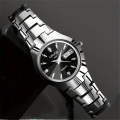 Oruss 1853 Pack of 2 Quartz Couple Watch Chain straps silver Chain and black Dial with Time, Date and Day Function. 