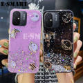 New Case For Xiaomi Redmi 12C Back cover Shiny Ring Cases Glitter Soft Transparent Space Planet Casing for Redmi 12C cases Stars Moon Girls. 
