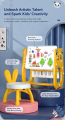 3-in-1 Multifunctional Kids Bookshelf, Drawing Board, and Study Table with Chair- 0188. 