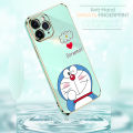 Hontinga for OPPO A54/A54 2021 Back Cover（Free Lanyard）Luxury 6D Plating Grinning Cartoon Cat Side Pattern Case Soft Silicone Square Mobile Cover. 