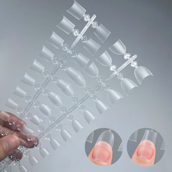 120pcs Frosted Super Short Half Cover Nail Tips Oval Coffin False Acrylic Nails Artificial Tips with Handle for Small Nail Bed
