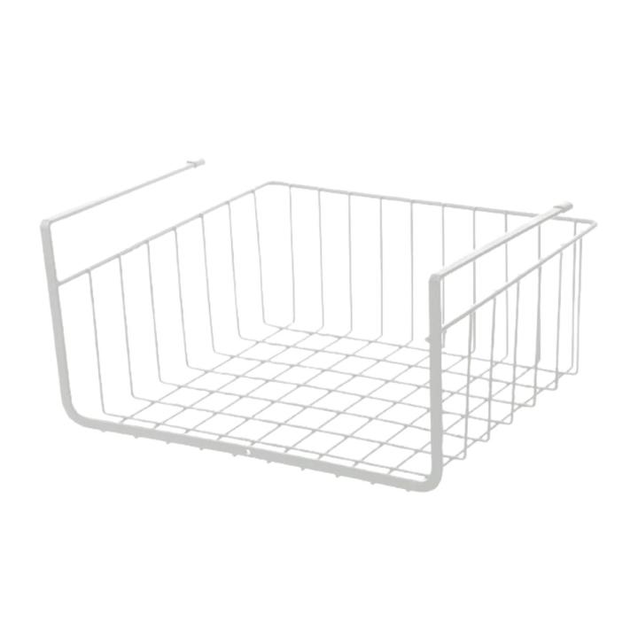 Under Shelf Basket Embedded Thicken Wrought Iron Table Cabinet Hanging Shelf for Bedroom