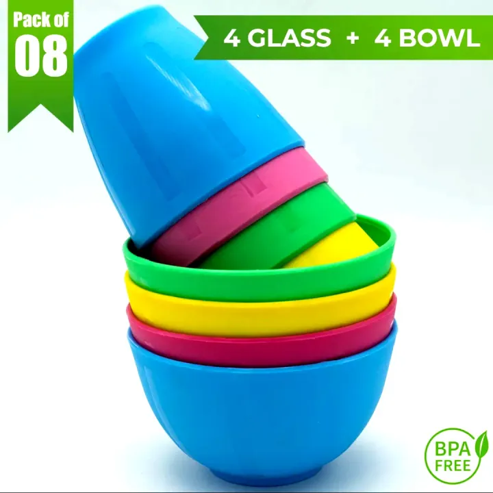 Bowls%20And%20Glasses%20Set%20of%204%20Bowls%20+%204%20Glasses%20High%20Quality%20Food%20Grade%20Plastic%20Unbreakable%20Bowls%20Glass%20-%20Image%203