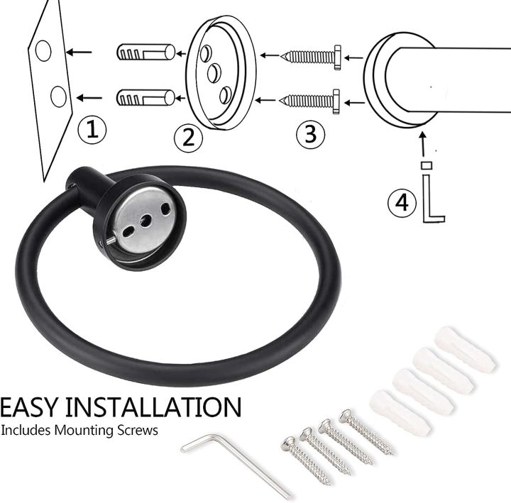 Alkhaleej%20Matte%20Black%20Towel%20Ring%20for%20Bathroom%201%20Pack,%20Kitchen%20Bath%20Towel%20Holder%20Hangers%20Wall%20Mount%20Heavy%20Duty%20Storage%20Stainless%20Steel%20-%20Image%202
