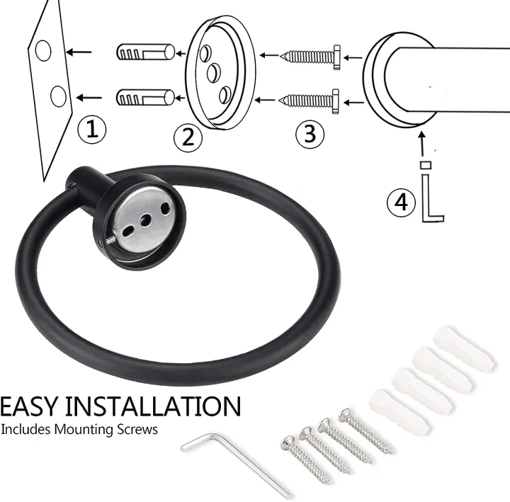 Alkhaleej%20Matte%20Black%20Towel%20Ring%20for%20Bathroom%201%20Pack,%20Kitchen%20Bath%20Towel%20Holder%20Hangers%20Wall%20Mount%20Heavy%20Duty%20Storage%20Stainless%20Steel%20-%20Image%202