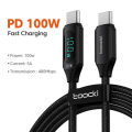 Toocki C To C Type C Cable Fast Charging USB C Charger Cord For Samsung Huawei P40 P30 Realme Oppo Oneplus Cable With ,LED Indicator, AI Chip.. 