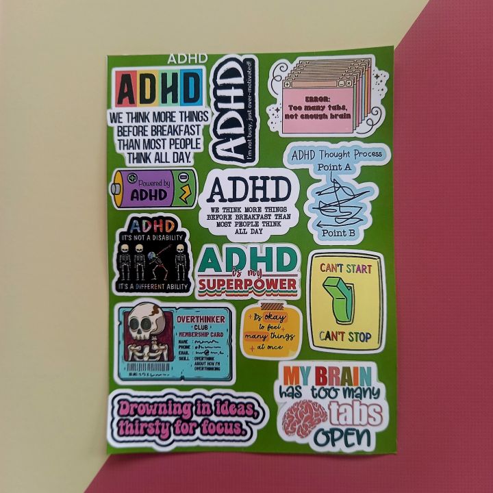 ADHD UNCUT Sticker sheet A6 SIze - 15 x 10 cm | Daraz.pk