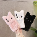 【EmotionaE】Winter Warm Plush Phone Case For iPhone 14 XS XR X 13 12 11 Pro Max Cat Furry fluffy Fur Cover For iPhone 6 6S 7 8 Plus Cases. 