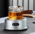 Techmanistan 500ml Turkish Tea Kettle with Glass Filter & Wooden Handle, Stove Safe Glass Teapot Liner Filter, Glasses Tea Maker with Wooden Handle. 