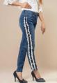 Ignite Womens Side Fringe Slim Fit Jeans - Mid Blue. 