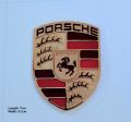 Porsche Logo Golden Horse 1 piece Logo Metal Emblem Metal Body Monogram For Car Motorcycle Decorative Metal Marka Self Adhesive Metal Logo. 