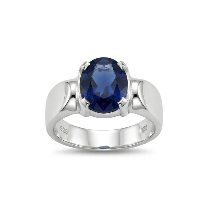 Real Blue (Neelam) Ring | Authentic Silver (Chandi) Setting | 5 Carat ...