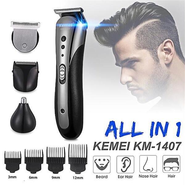 Hair Clipper, Electric Shaver, Razor, Nose Hair Trimmer, 4 in 1 Cord - less Km-1407
