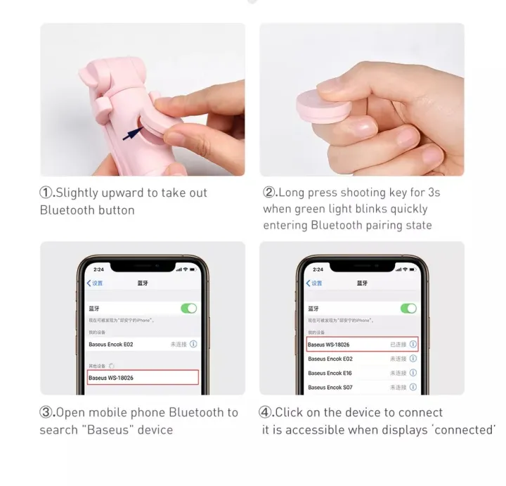 BASEUS%20210%20Degree%20Up%20And%20Down%20LOVELY%20FOLDABLE%20Bluetooth%20Selfie%20Stick%20+%20Tripod%20Stand%20For%20TIK%20TOK%20/%20LIVE%20STREAM%20Suitable%20With%20Most%20Of%20Mobile%20Phones%20-%20Image%205