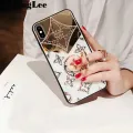 CasingLee For OPPO F15 case Navigation Magnetic Ring Holder Luxury Diamond clover Mirror Back Cover OPPO F15 Phone cases cover Luxury with Lanyard For girls and Boys. 