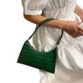 Women Retro Baguette Bag Tote Bag, Crocodile Shoulder Handbag Purses with Zipper Closure. 