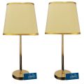 Pair of Golden Steel Table Lamps For Bedroom, Pair of Metalic Lamps  with Rhombus Shades for Table Decor - Raqeeq. 