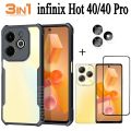 Infinix Hot 40 Pro Shockproof Phone Case with Tempered Glass Front Film and Back Lens Protector, Full 3 in 1 Cover, Anti-Fingerprint, Shatterproof, Waterproof. 