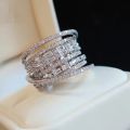 2023 New Fashion Multi-Layered Cross Finger Ring with Dazzling Zircon Daily Wear Statement Rings for Women Party Jewelry Gifts. 